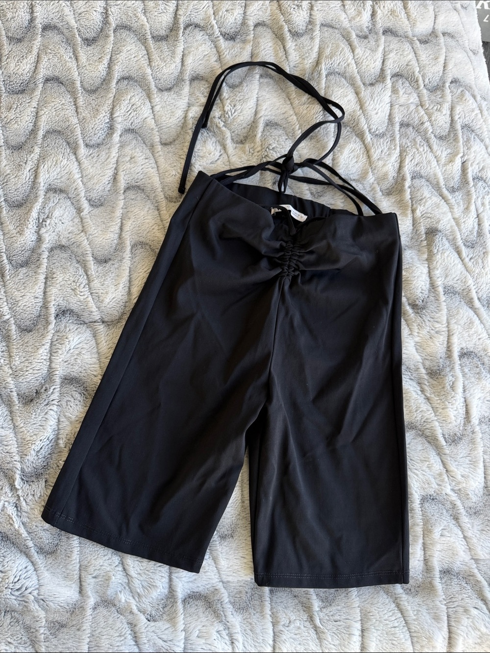 Zara Black High-Waist Ruched Front Shorts